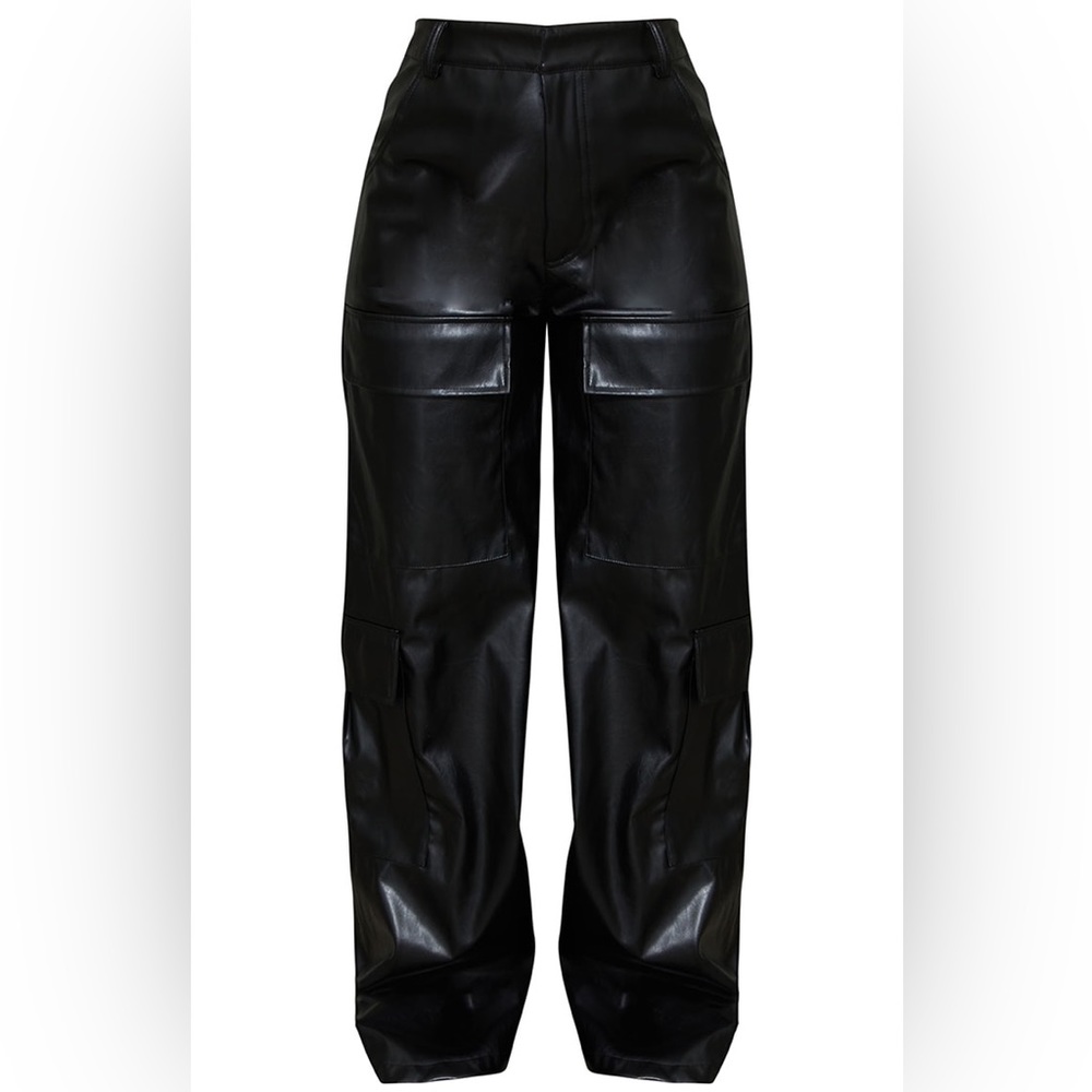 Wide leg Faux Leather Cargo Pants